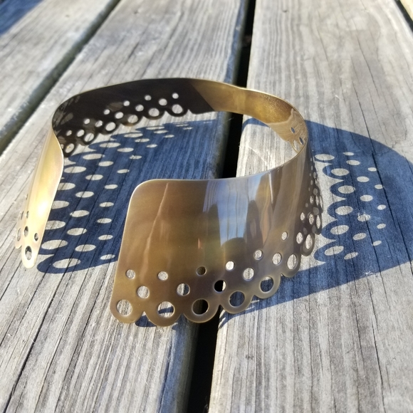 Solid darkened brass set lot color necklace cuff - Picture 5 of 8